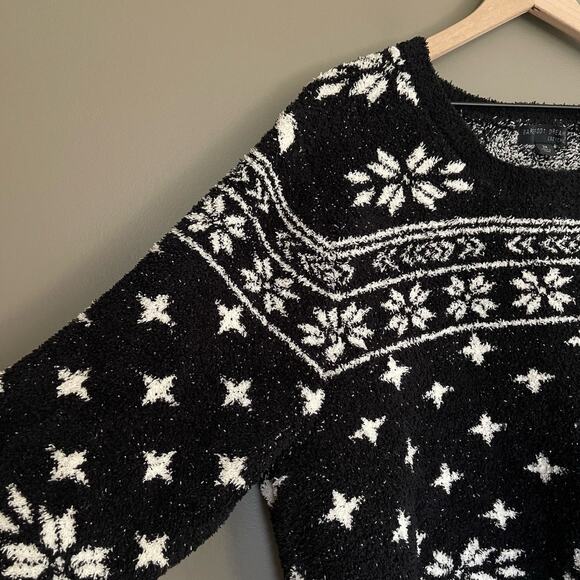 Barefoot Dreams CozyChic Seaside Crewneck Pullover Sweater Black Fair Isle Sz 3X - Picture 8 of 16